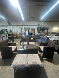 Set of 8pcs outdoor furnitures, 6 pcs chair(two chairs with back support, two chairs with support for adjustable back, two chairs without supporting )