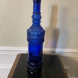 Vintage Cobalt Blue Glass Bottle 13”