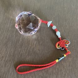 Pretty pink shiny ball with jade beads