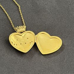 Gold Color Jewelry Locket Heart With Chain Necklace 