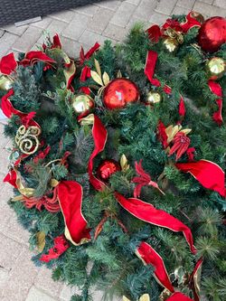Christmas garland outdoor with white lights and ornaments 5 strands of 8 foot garland