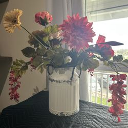 Faux Flowers And Planter