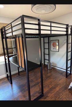 Full size bed frame with desk