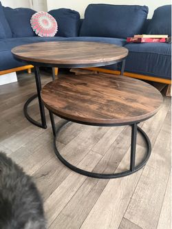Nathan James Stella 40 in. 2-Piece Grey Wash Rectangle MDF Wood Top Coffee Table with Nesting Tables