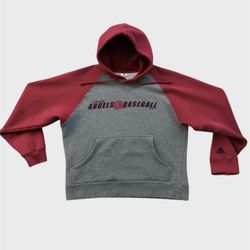 Anaheim Angels baseball vintage adidas gray and red hoodie sweatshirt Size Medium 