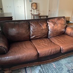 86” Real Leather Sofa