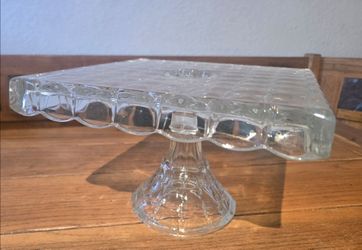 Vintage Indiana Glass 10” Square Constellation Cake Stand
