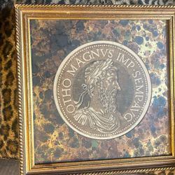 Vintage Framed  Image of an ancient Roman coin