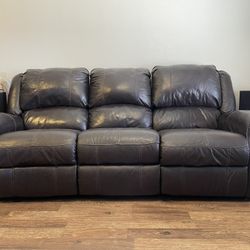 Genuine, Leather, Double Reclining Premium Sofa