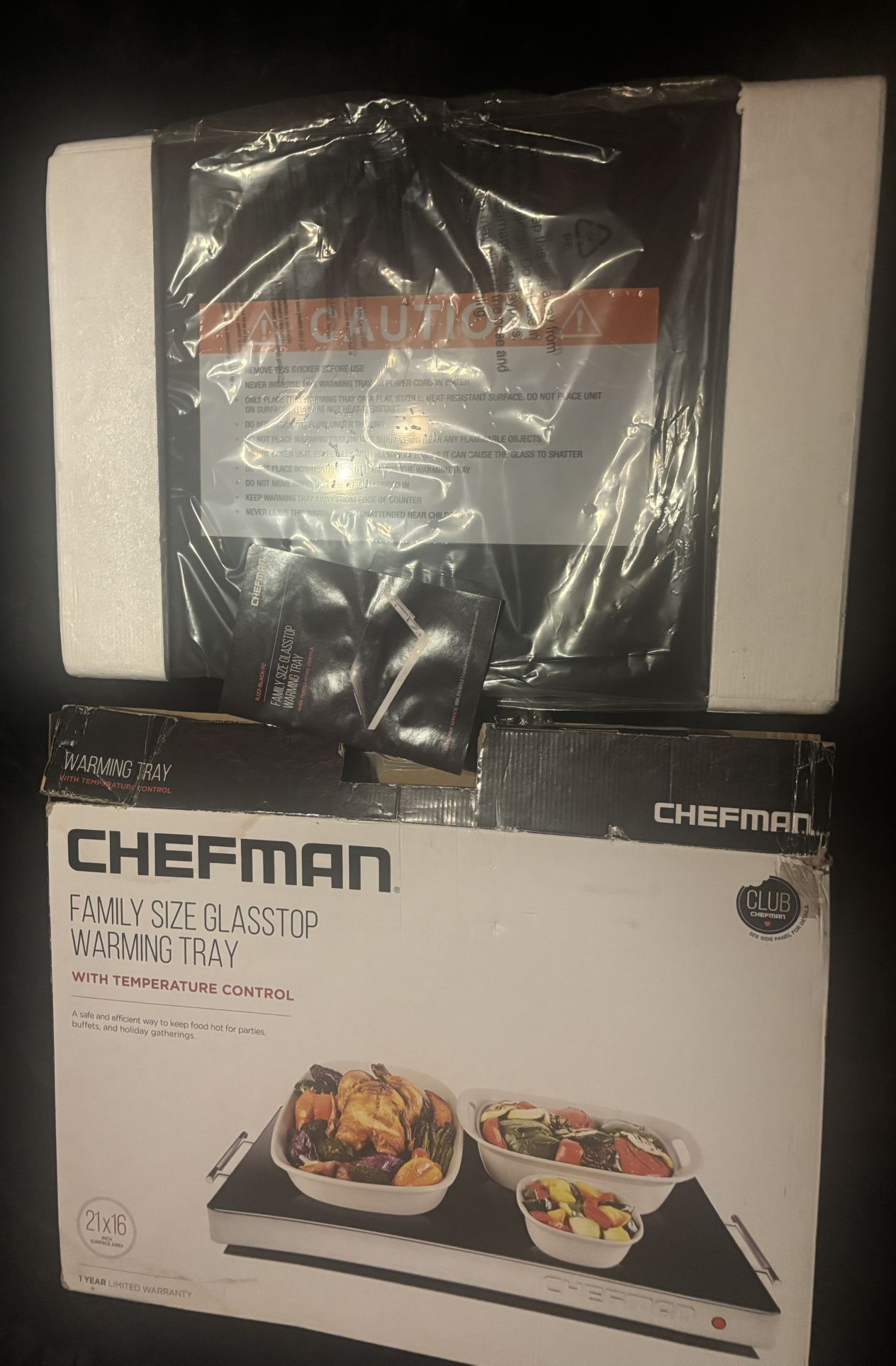 ChefMan Glass Top Warming Tray Family Size