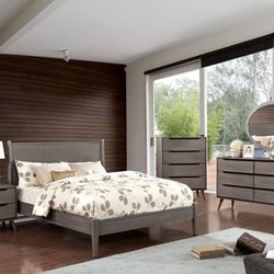 Brand New Grey 4pc Queen Bedroom Set (Available In California & Eastern King)