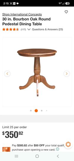 30 in. Bourbon Oak Round Pedestal Dining Table