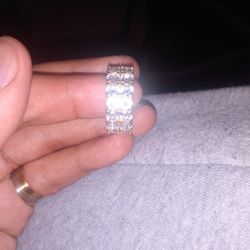 Micro Inlay Double Row CZ Ring - Authentic High Quality Ring Size 8