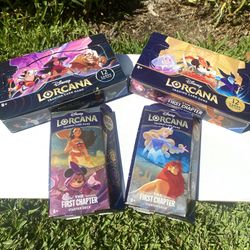 Disney Lorcana The First Chapter & Rise of the Floodborn EMPTY Booster Boxes and Starter Decks