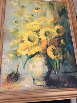 Felix Felmart’s Vintage Canvas Oil Painting- ‘Sun Flowers.’