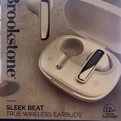 Brookstone Sleek Beat True Wireless Earbuds White