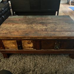 Heavy Natural Wood Dining Table Antique Look