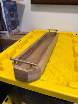 Long Wood Tray with Gold Handles