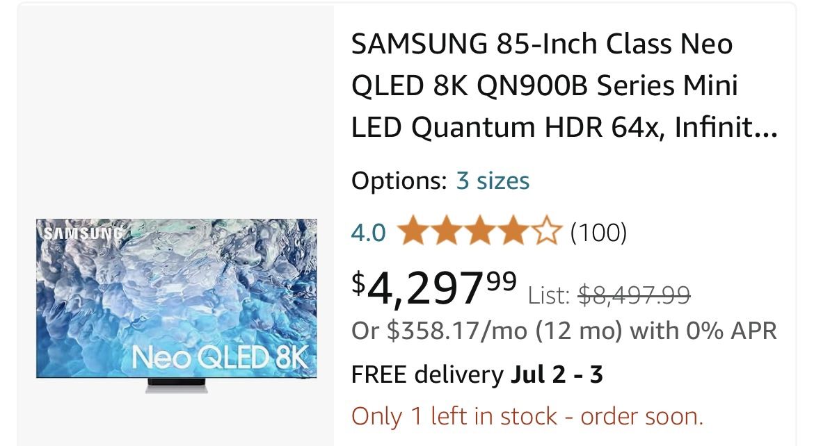 Samsung 8K TV 85QN900B