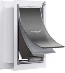 Baboni Pet Door for Wall,3-Flap,Steel Frame and Telescoping Tunnel, Aluminum Lock, Double Flap Dog Door and Cat Door, Strong and Durable (Pets Up to 1