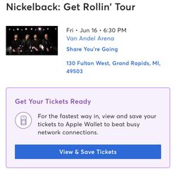 2 Floor Seats To See Nickelback