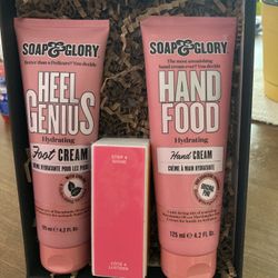 Soap And Glory Gift Set:  Hand Cream, Foot Cream, File, Shine Buffer, New Still In Gift Box 