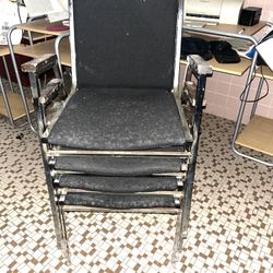 4 Black Fabric Office Chairs