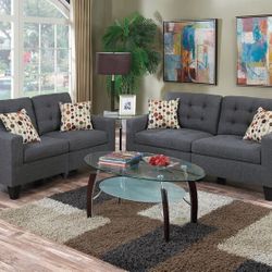 Brand New Gray Linen 72" Sofa + 56" Lovseat 2PCs Set