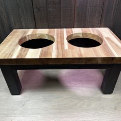 Butcher Block Dog Bowl Table