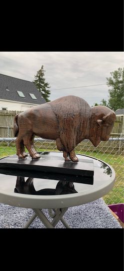 The classic brown buffalo statue
