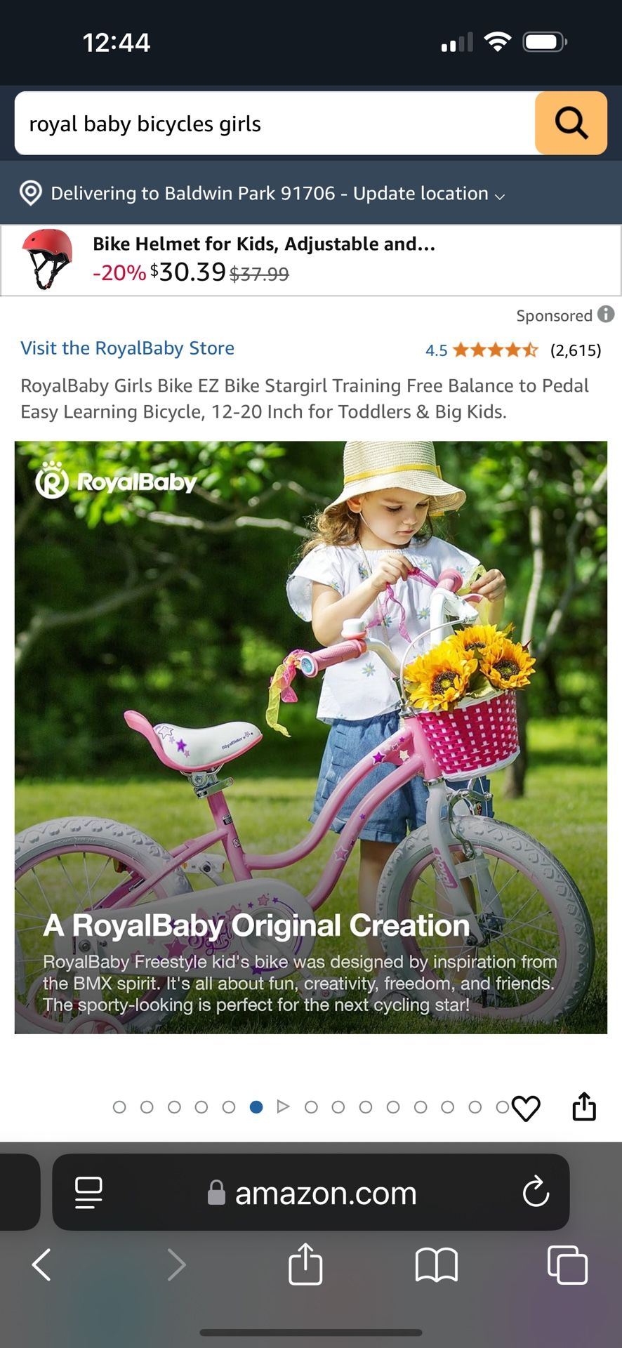 Girl’s Bicycle 12” 2-6 Years Old Used