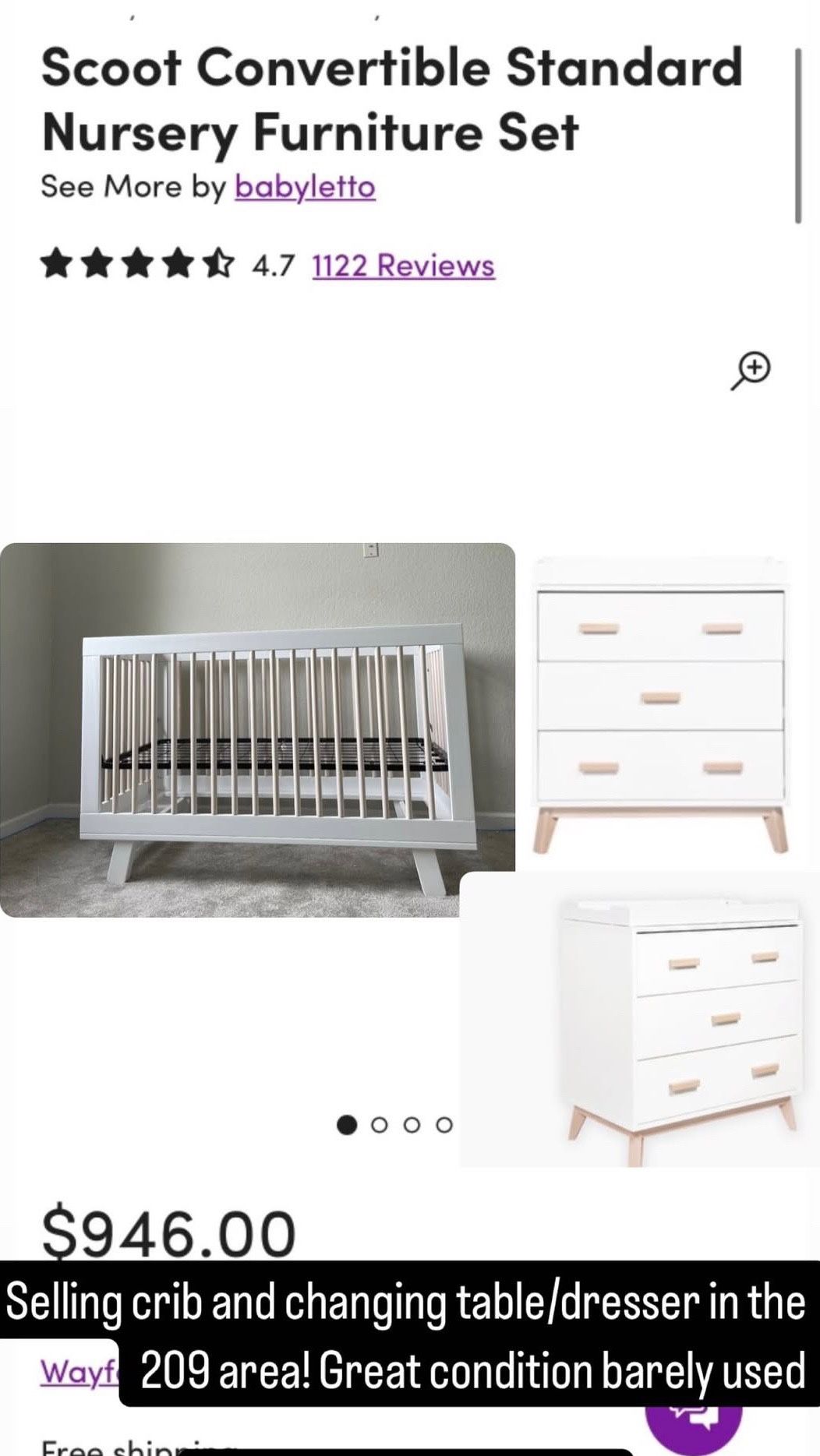 Used Crib With Cabinet