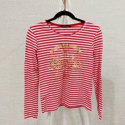 Strip knitted long sleeve tee