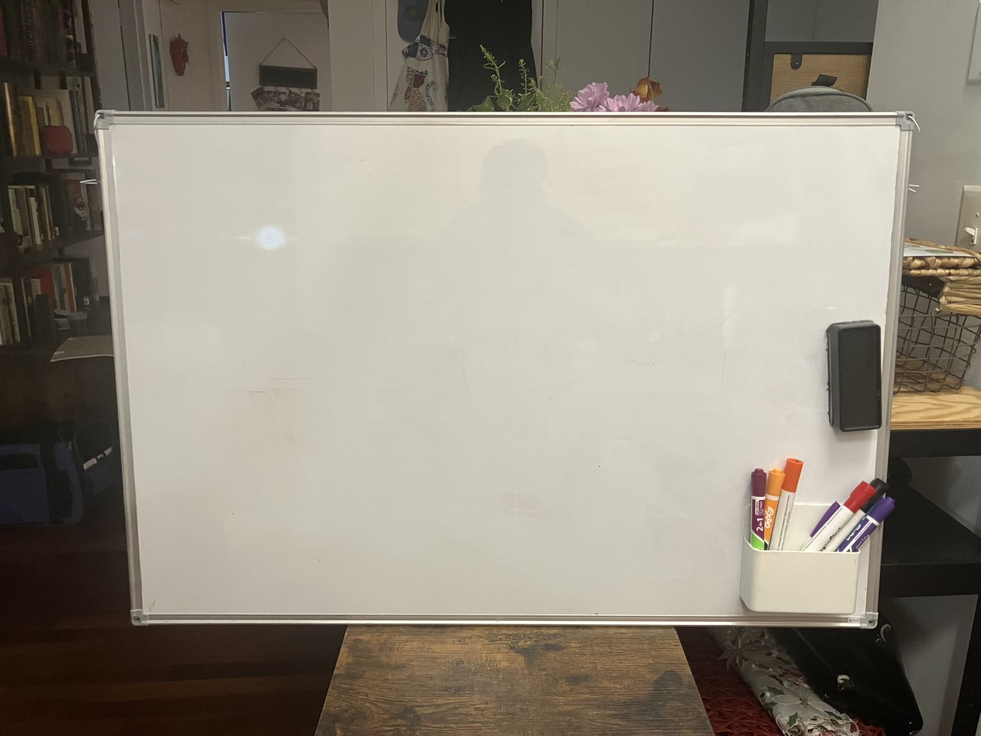 Large Whiteboard With Markers And Erasers