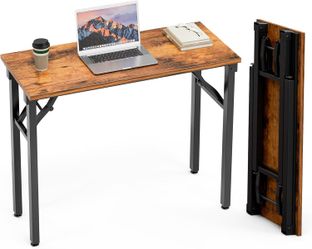 Small Folding Computer Desk 35.8 Inch, Rustic Brown    