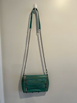 Rebecca Minkoff Teal Leather Crossbody Bag with Chain Strap