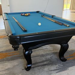 DLT Pool Table - Billiards Table, Black Wooden Luxury table Leather Pockets Brand new Championship