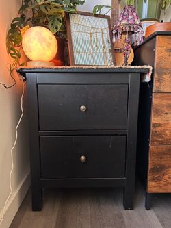 Dark Wooden 2-Drawer Nightstand