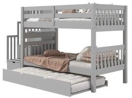 Bunk Bed With Trundle And Wide Stairs