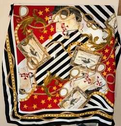 Very large scarf Nautical design - Rare. 35X33.5’ size