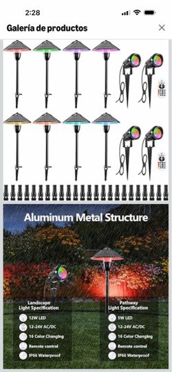 ZUCKEO Luces de paisaje RGB que cambian de color, luces de camino de bajo voltaje, 12 V, 24 V, kit de luz LED multicolor, impermeable, para patio, jar