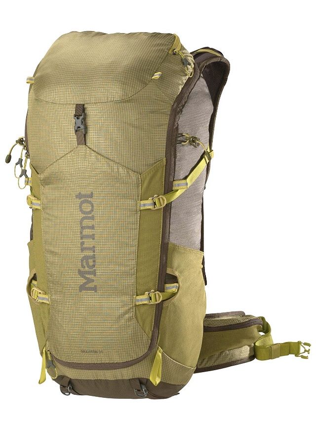 New Marmot Graviton 34 Lightweight Hiking Backpack, Citronelle/Olive