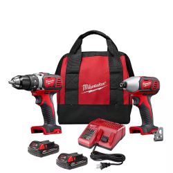 Milwaukee 2691-22 M18 18V Lithium-Ion Cordless Drill Driver/Impact Driver Combo Kit (2-Tool) W/ Two 1.5Ah Batteries, Charger Tool Bag