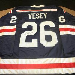 Super Nice Jimmy Vesey Signed Rangers Jersey W/ JSA COA Cert Auto