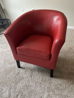 Red leather accent chair