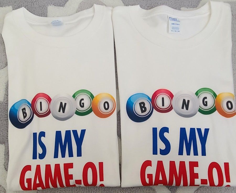 2 NEW BINGO GAME WHITE T SHIRTS XL