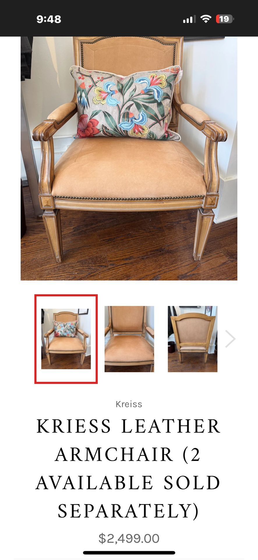 KRIESS LEATHER ARMCHAIR (2 Available) 