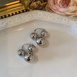 New - Mickey Silver Bubble Hoops