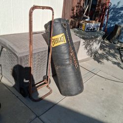 Large punching bag very happy
