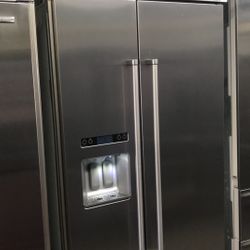 Kitchen Aid 36”Wide Built In Side By Side Refrigerator In Stainless Steel